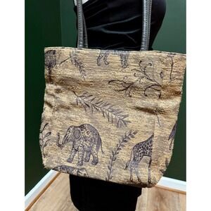Tapestry Tote Bag Animals Print Giraffe‎ Elephant Purse